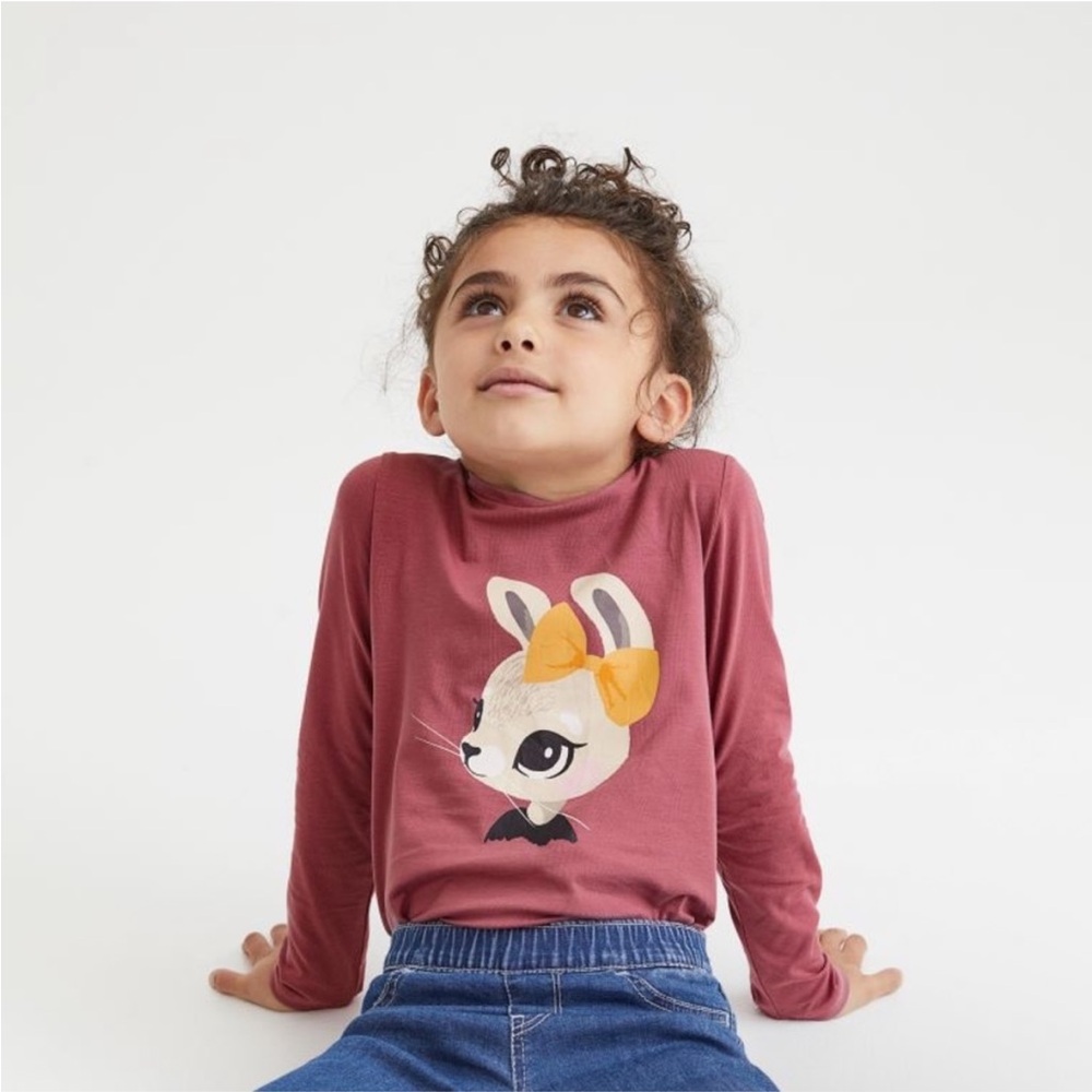 H&M Long Sleeve Bunny Tee - Mauve Brand New
